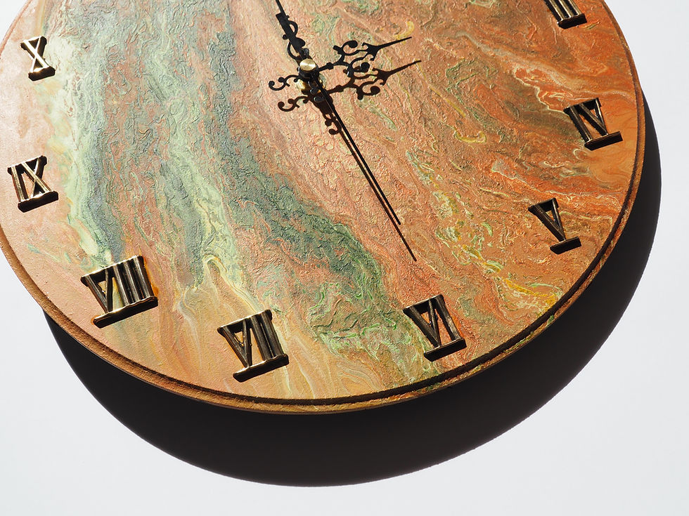 Thumbnail: Clock - Orange, green (30 cm diameter)
