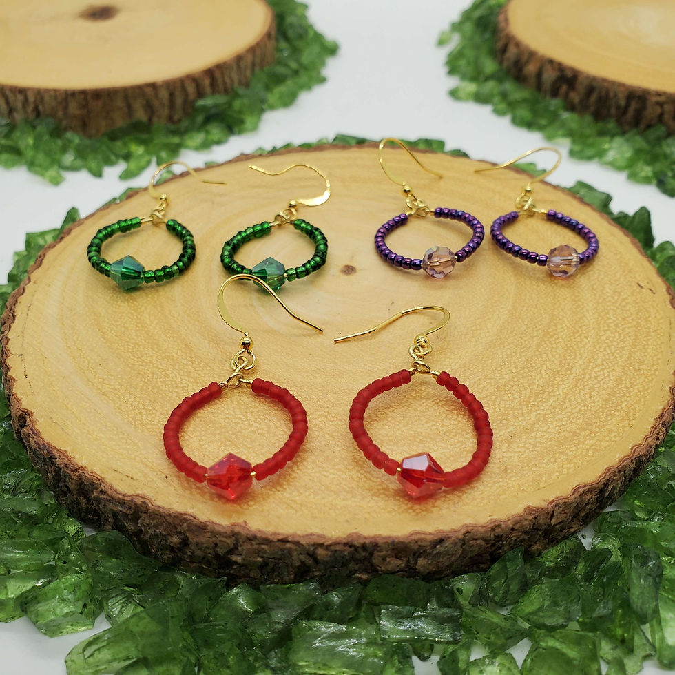 Thumbnail: Mini Forest Green Crystal Hoops