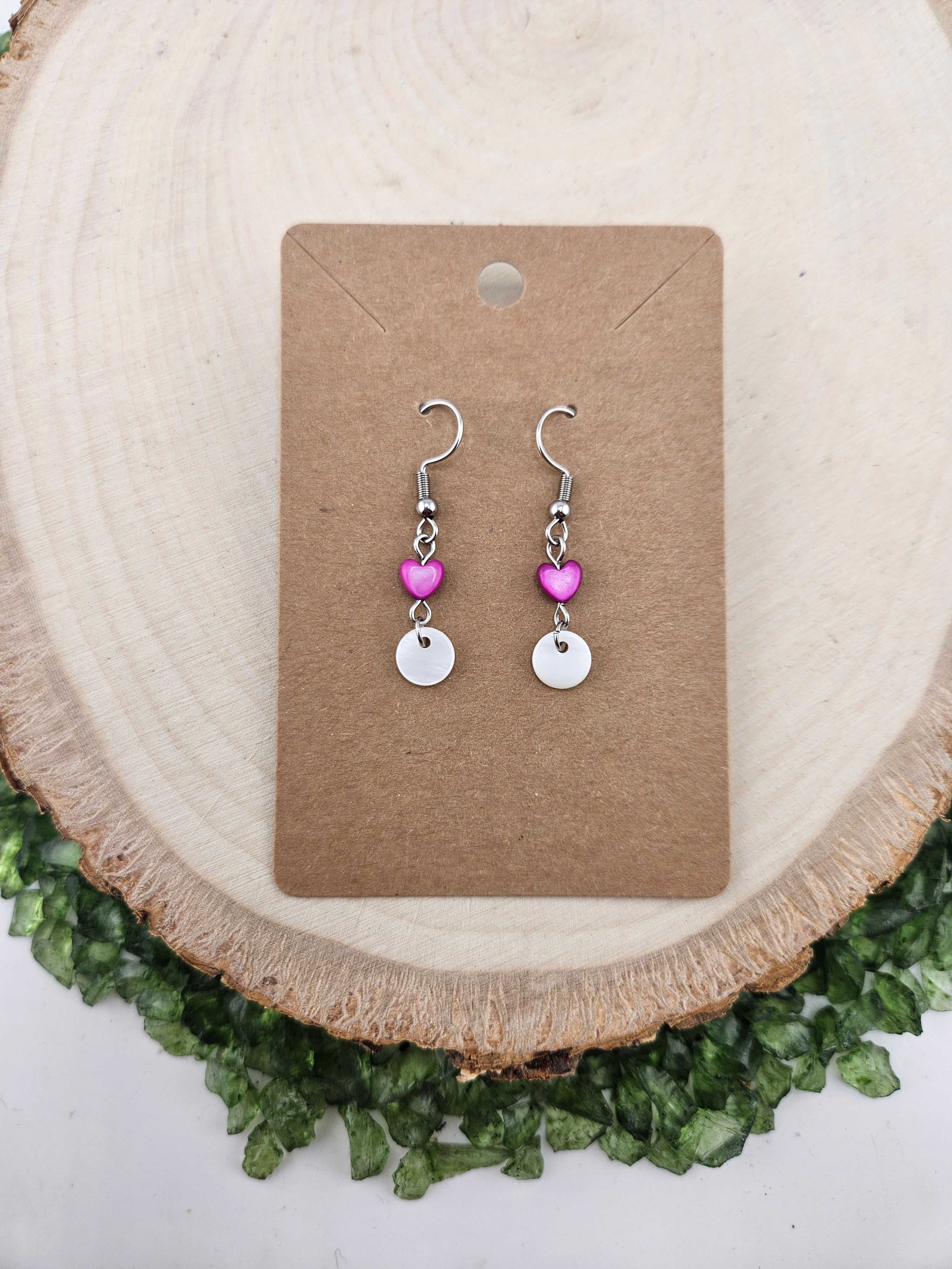 Purple Heart MOP Mini Earrings
