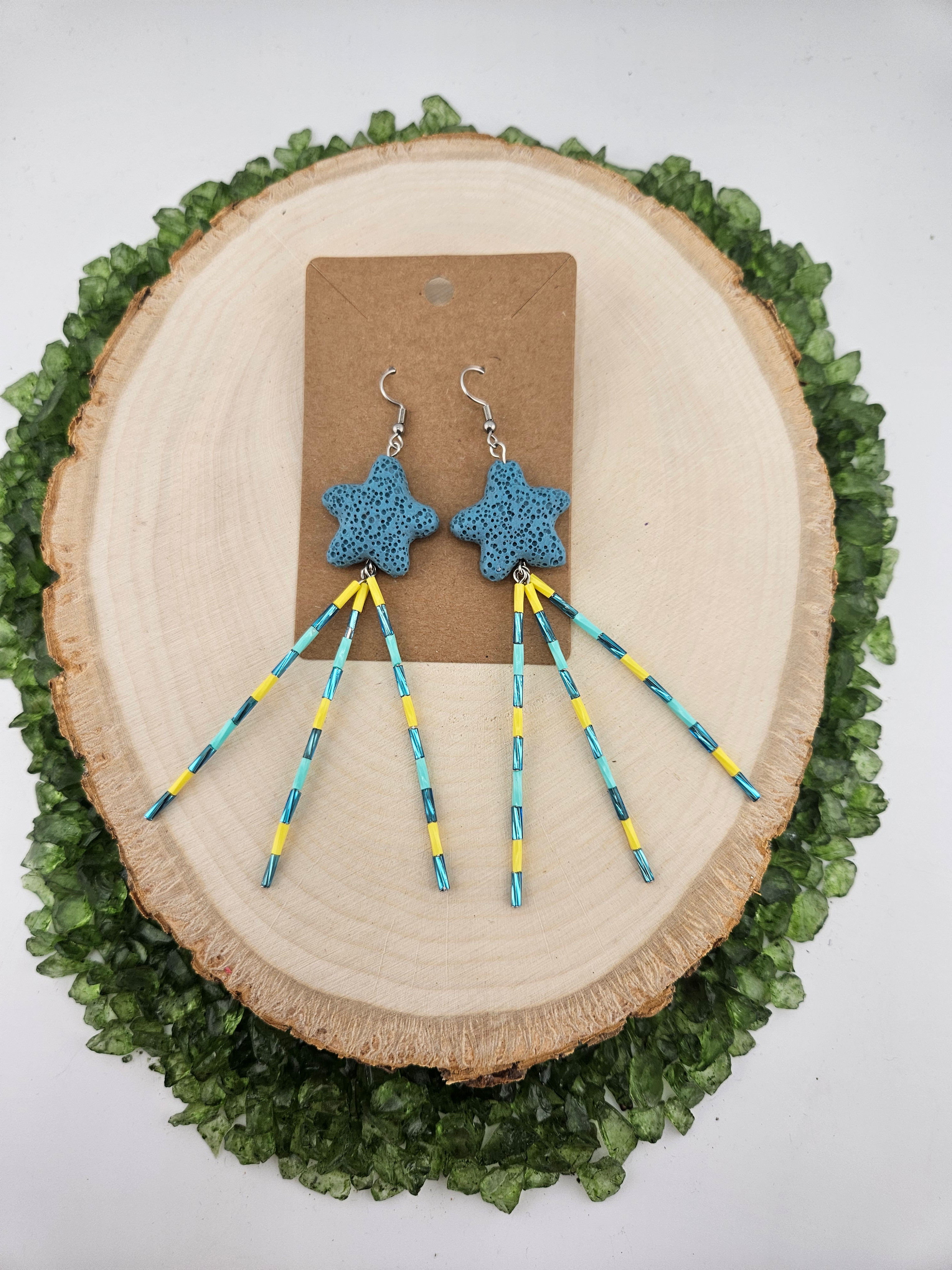 Blue Lava Rock Star Necklace