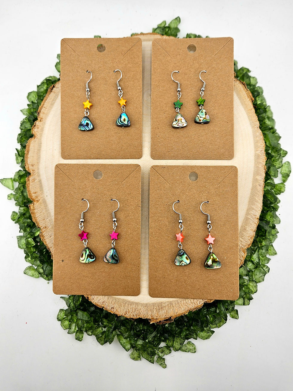 Thumbnail: Green Star & Abalone Mounatin Earrings