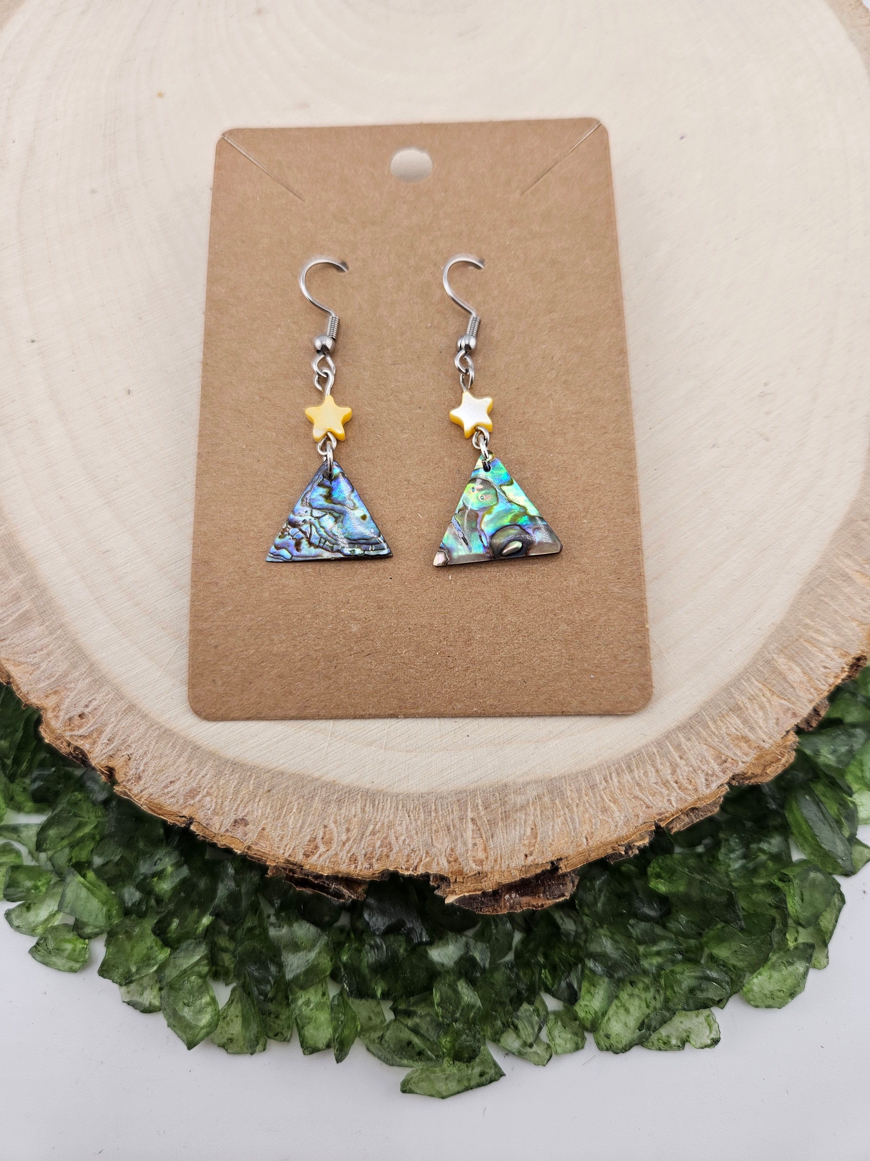 Light Weight Yellow Star & Abalone Mountain Earrings 