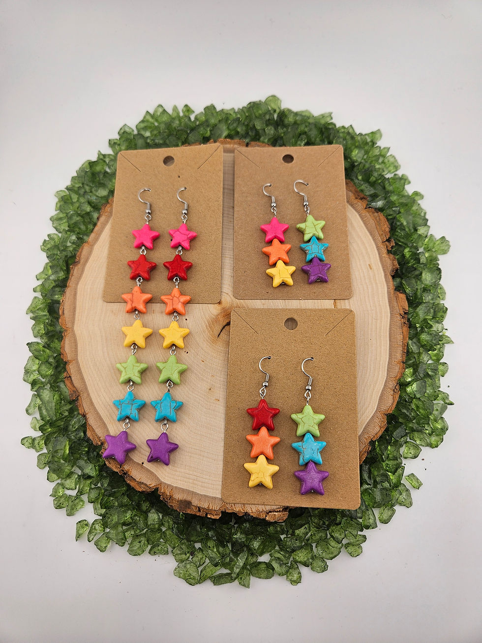 Thumbnail: Rainbow Howilite Star Earrings