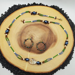 Forest Green, Ocean Blue, & Chocolate Brown Necklace and Earring Set