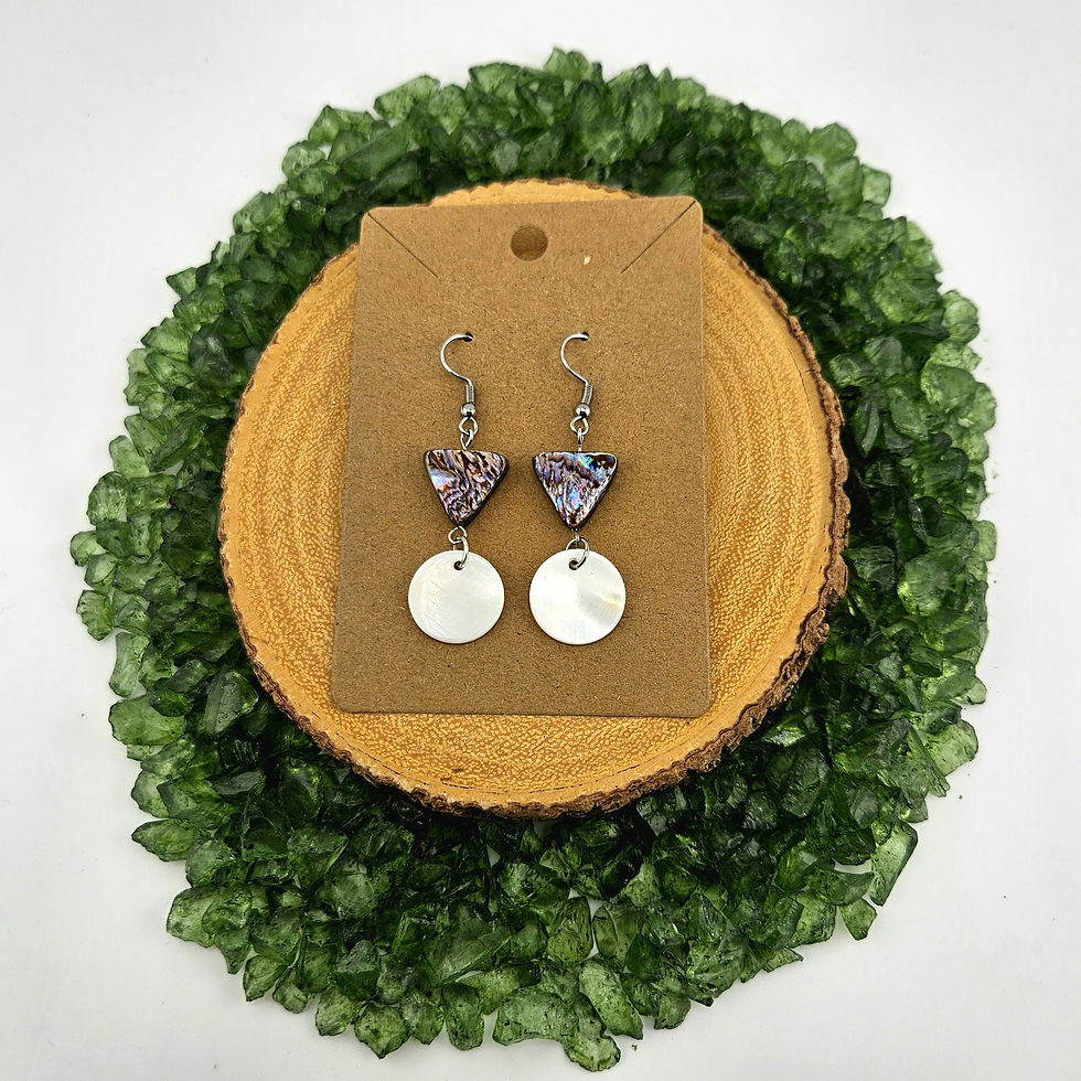 Thumbnail: Triangle Abalone & MOP Moon Earrings