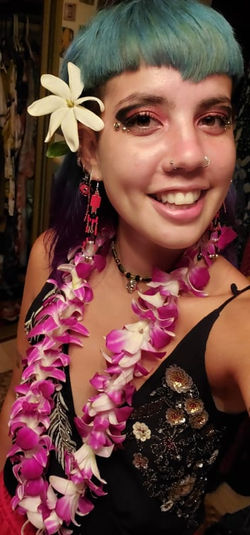 Green, Sage, & Black Skull Choker with Red, Black, & Silver Skull Earrings