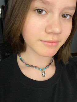 Blue, Chrome, & Purple Skull Choker