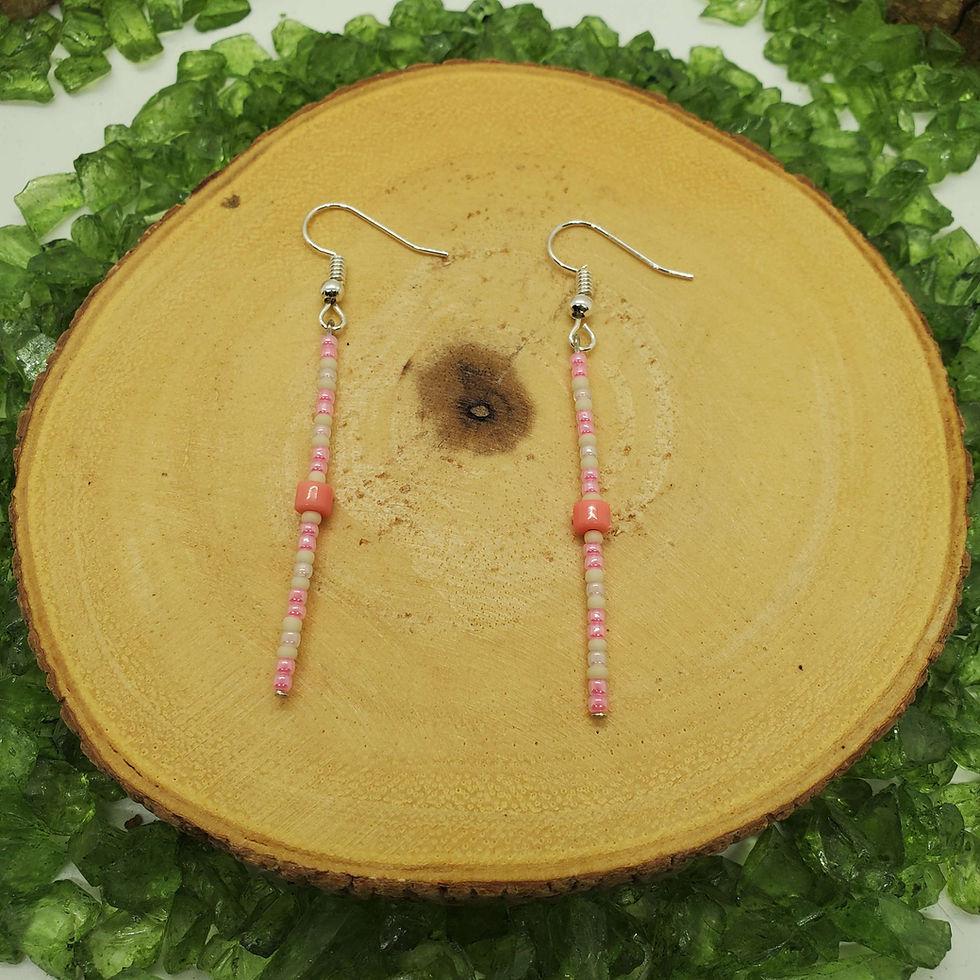 Thumbnail: Hot Pink, Cream, & Light Pink Earrings