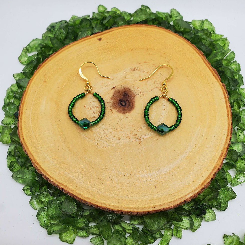 Thumbnail: Mini Forest Green Crystal Hoops