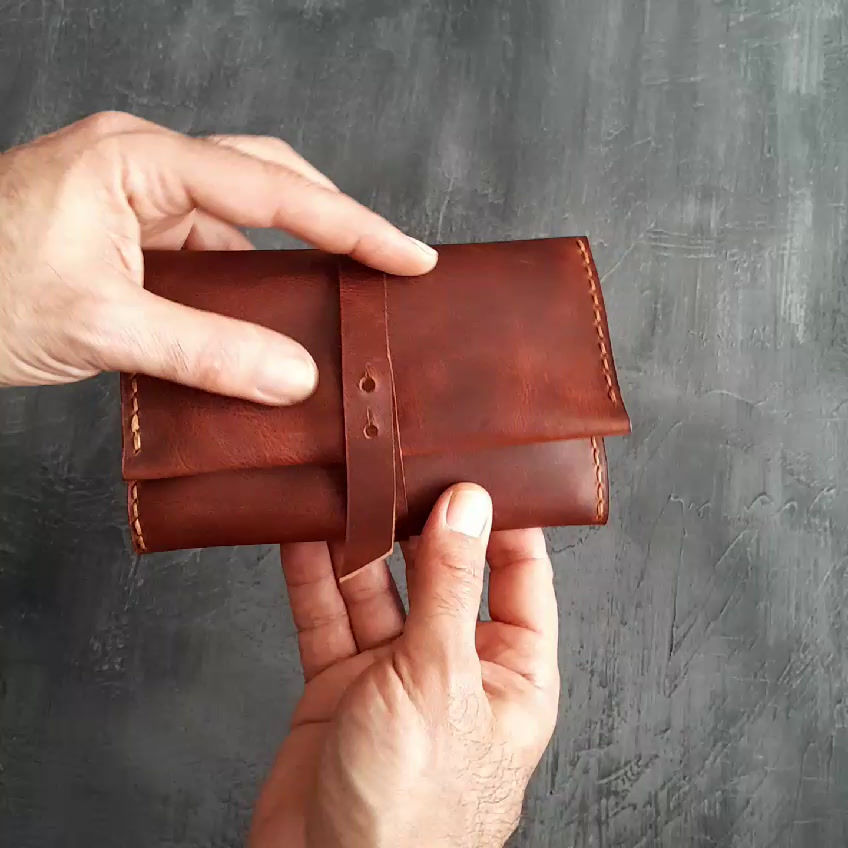 Küçük resim: El Yapımı Deri Tütün Kesesi, Hakiki Deri Tütün Cüzdanı, Deri Tütünlük Besni