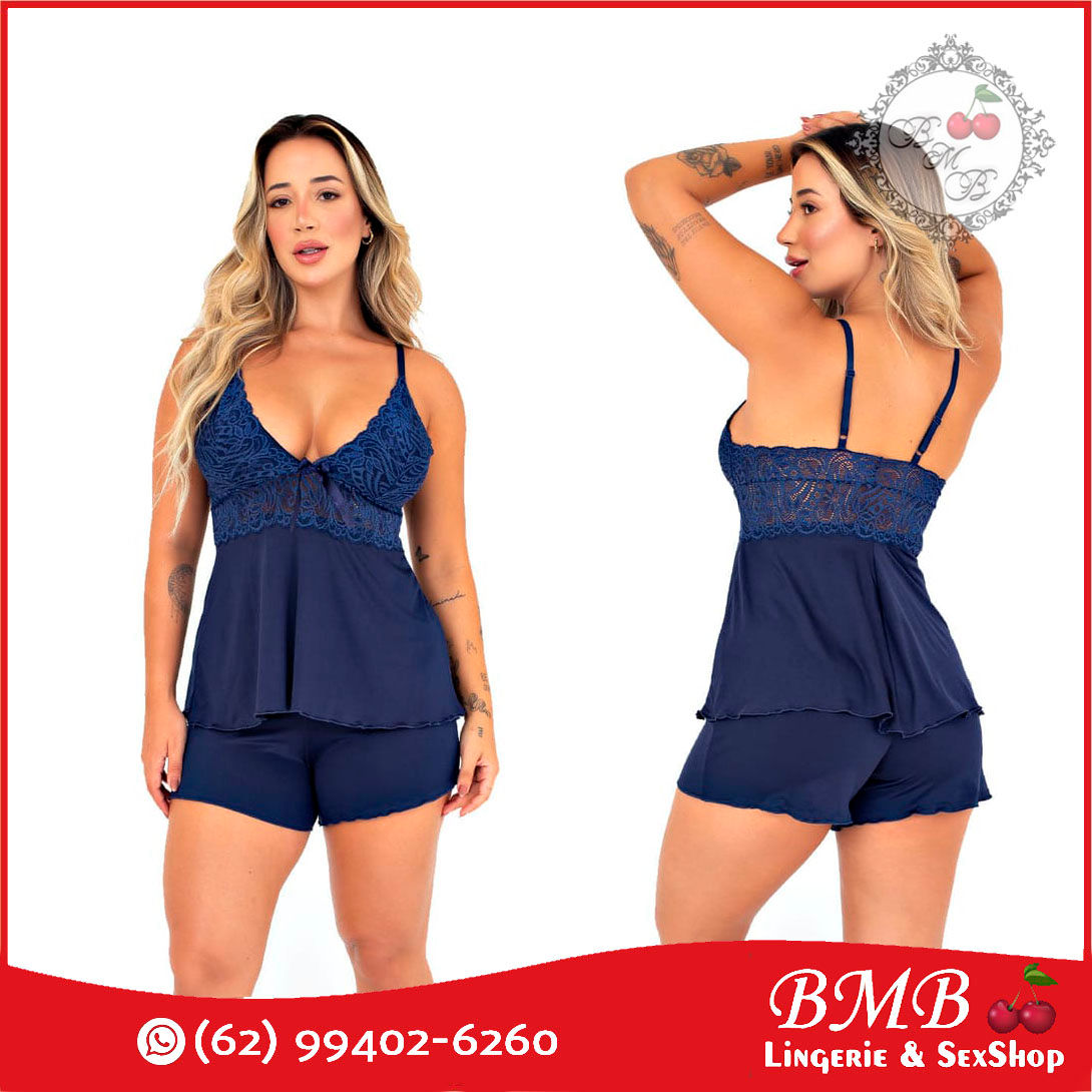 Baby Doll Liso c/ detalhes em Renda (P)