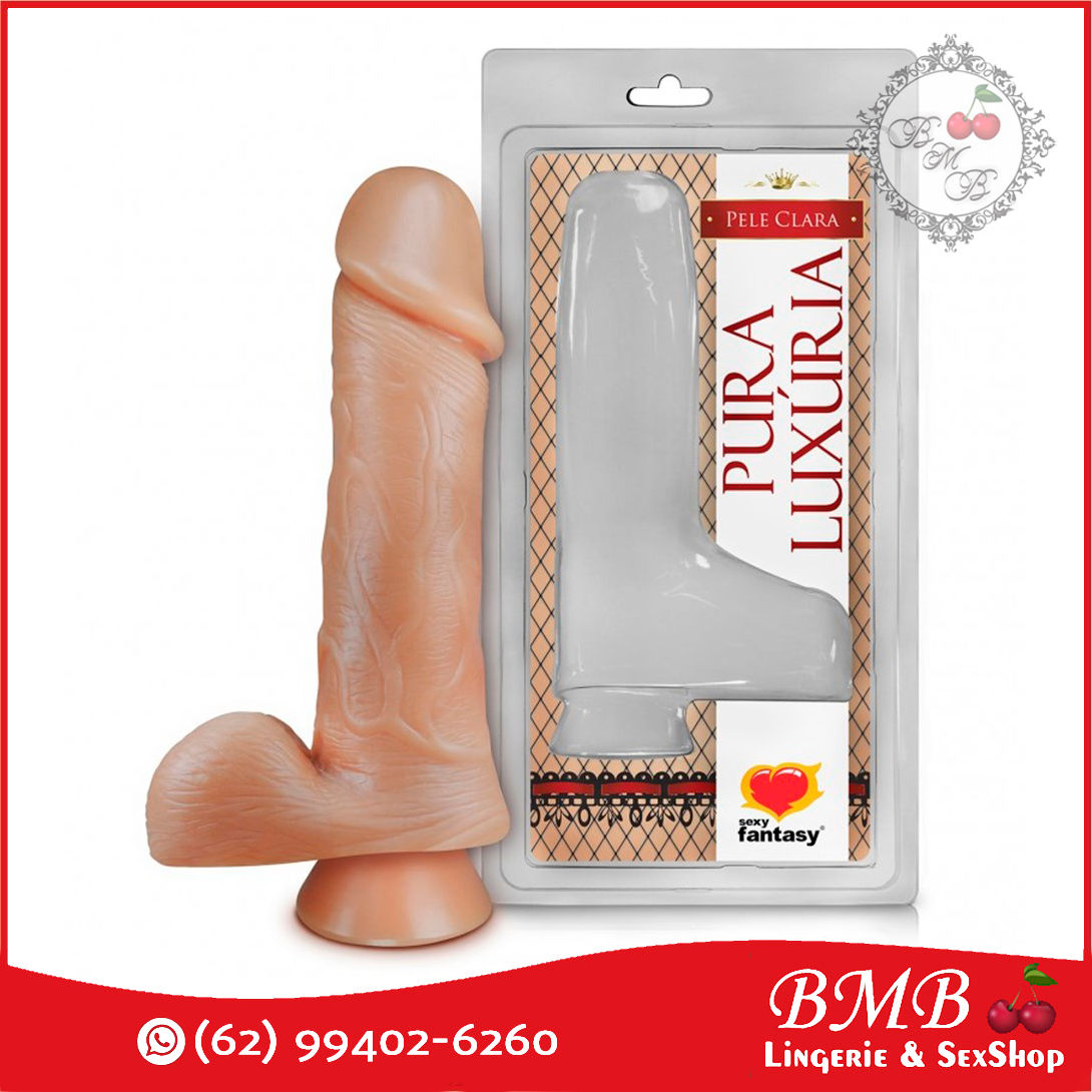 Prótese Peniana com Escroto e Ventosa sem Vibro (não vibra) - 18x4,4cm