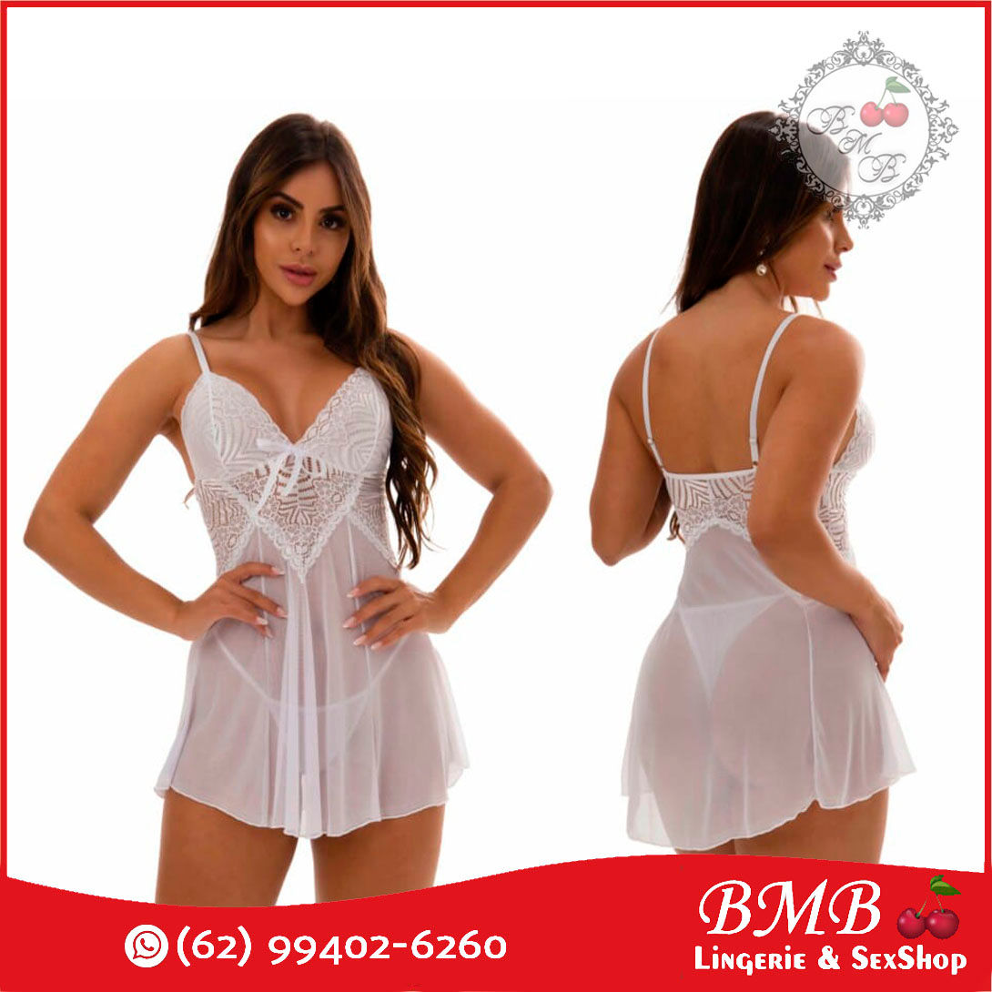 Camisola Sexy em Tule e Renda com Calcinha (1G)