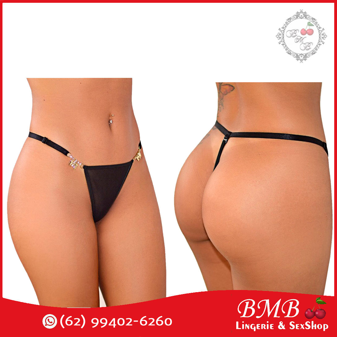 Calcinha Sexy Fio com Pingente e Strass (Vermelha)