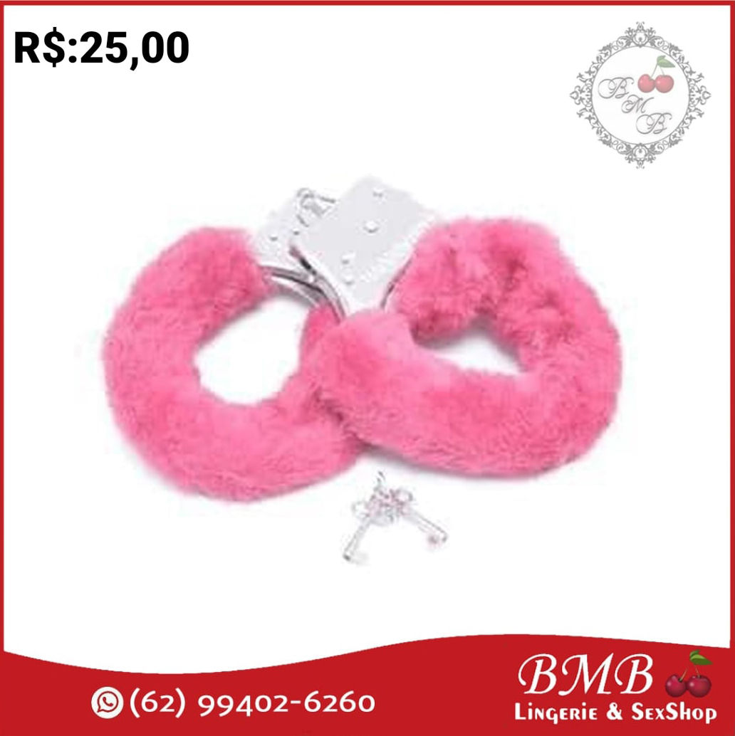 Algemas de Metal com Pelúcia Rosa