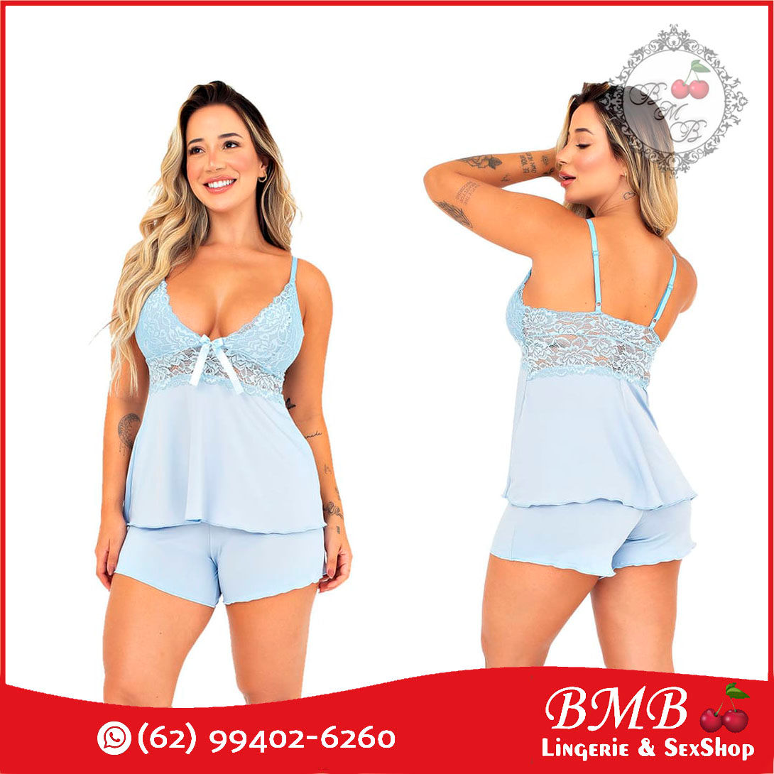 Baby Doll Liso c/ detalhes em Renda (G)