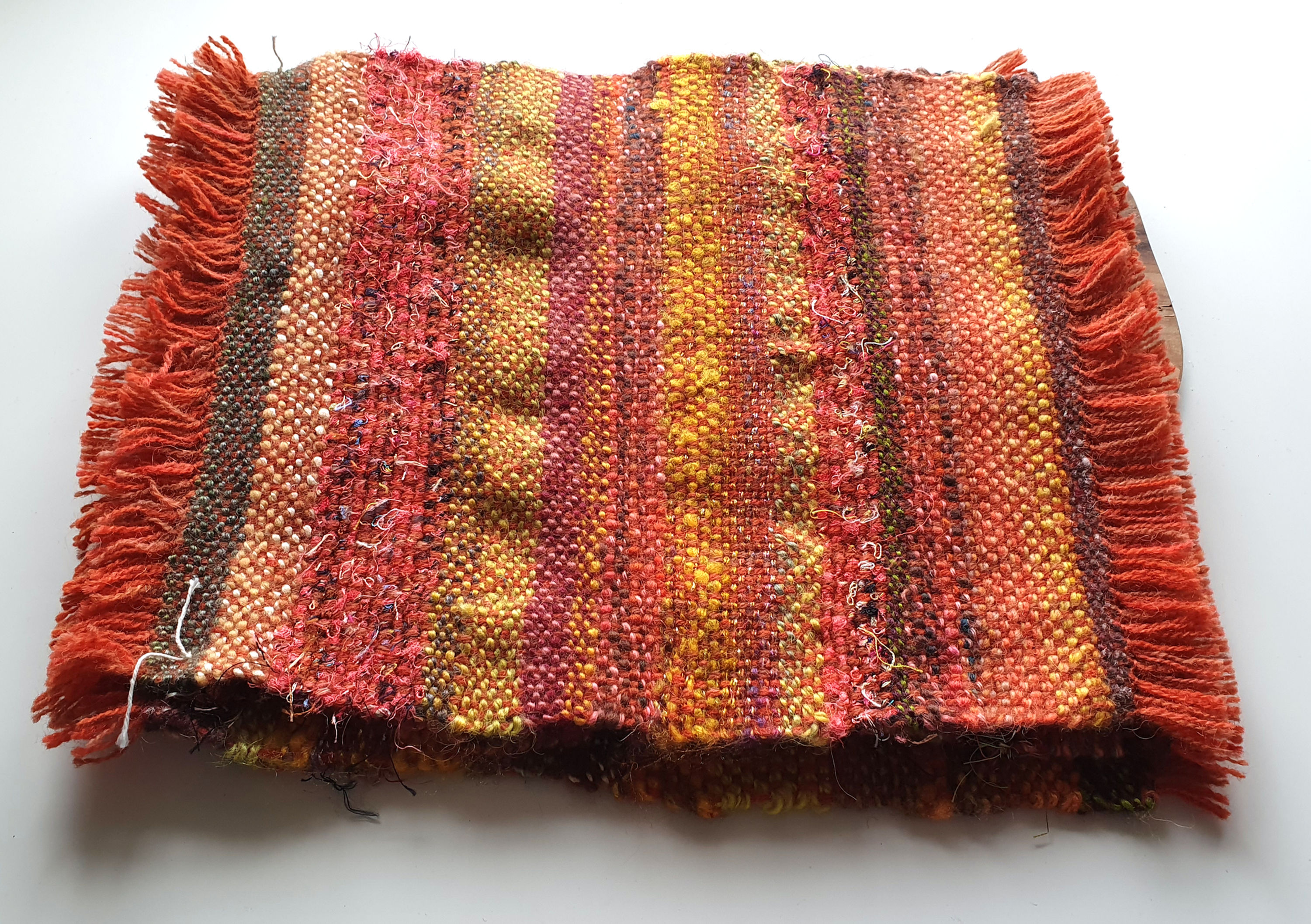 Handwoven Placemat Set - Orange, Yellow, Pink, Brown