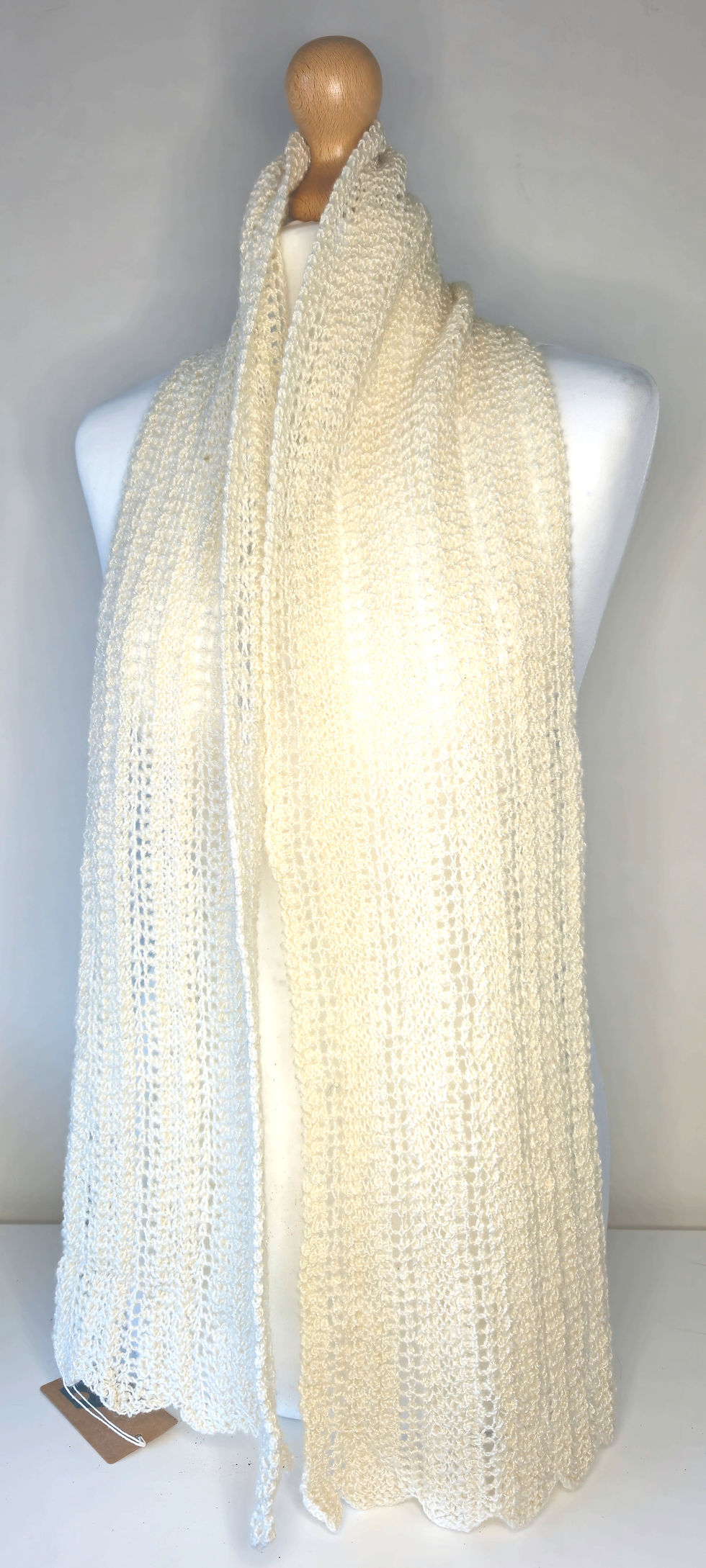 Thumbnail: Hand-knitted lace scarf - Bluefaced Leicester, Silk