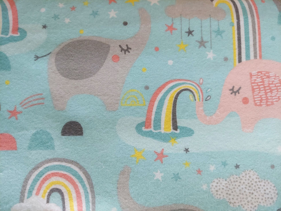 Thumbnail: 3 Wishes: Small and Mighty Turquoise Elephant Cotton Flannel Fabric