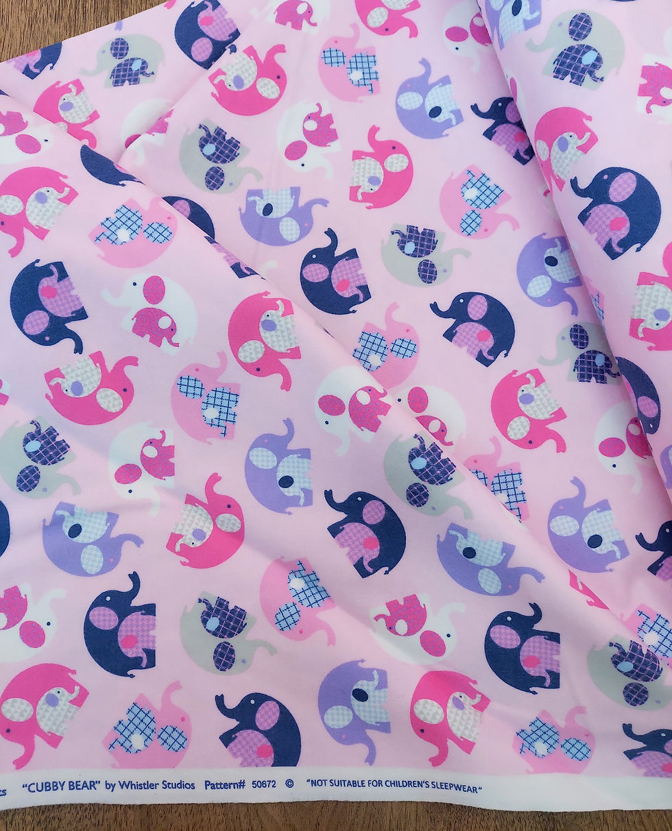 Thumbnail: Windham Fabrics Cubby Bear Flannel 50672-1 Pink Elephant Hugs