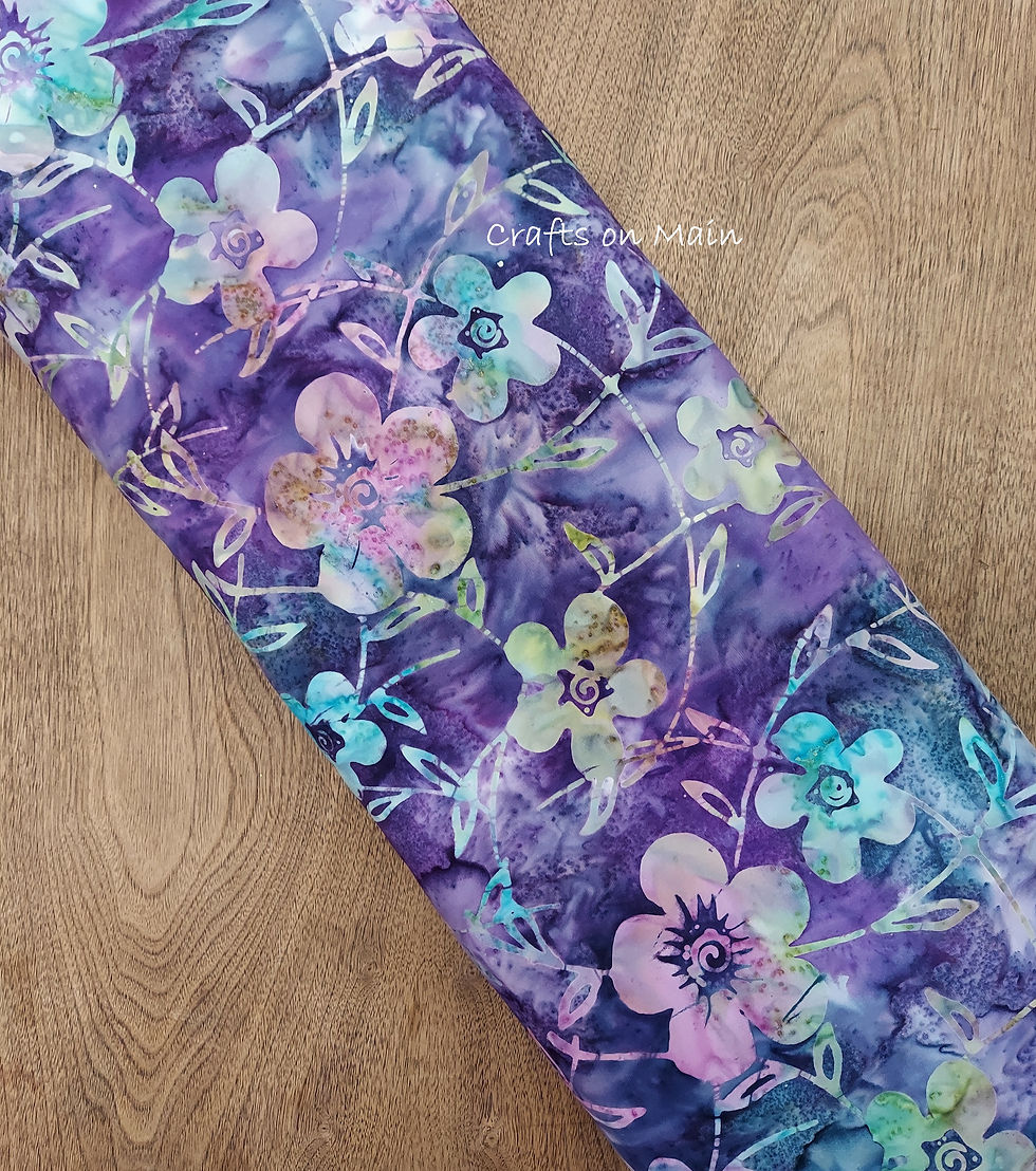 Thumbnail: Central Java CNJ-103 Dogwood Purple, Blue, Green Batik Cotton Fabric by Textile