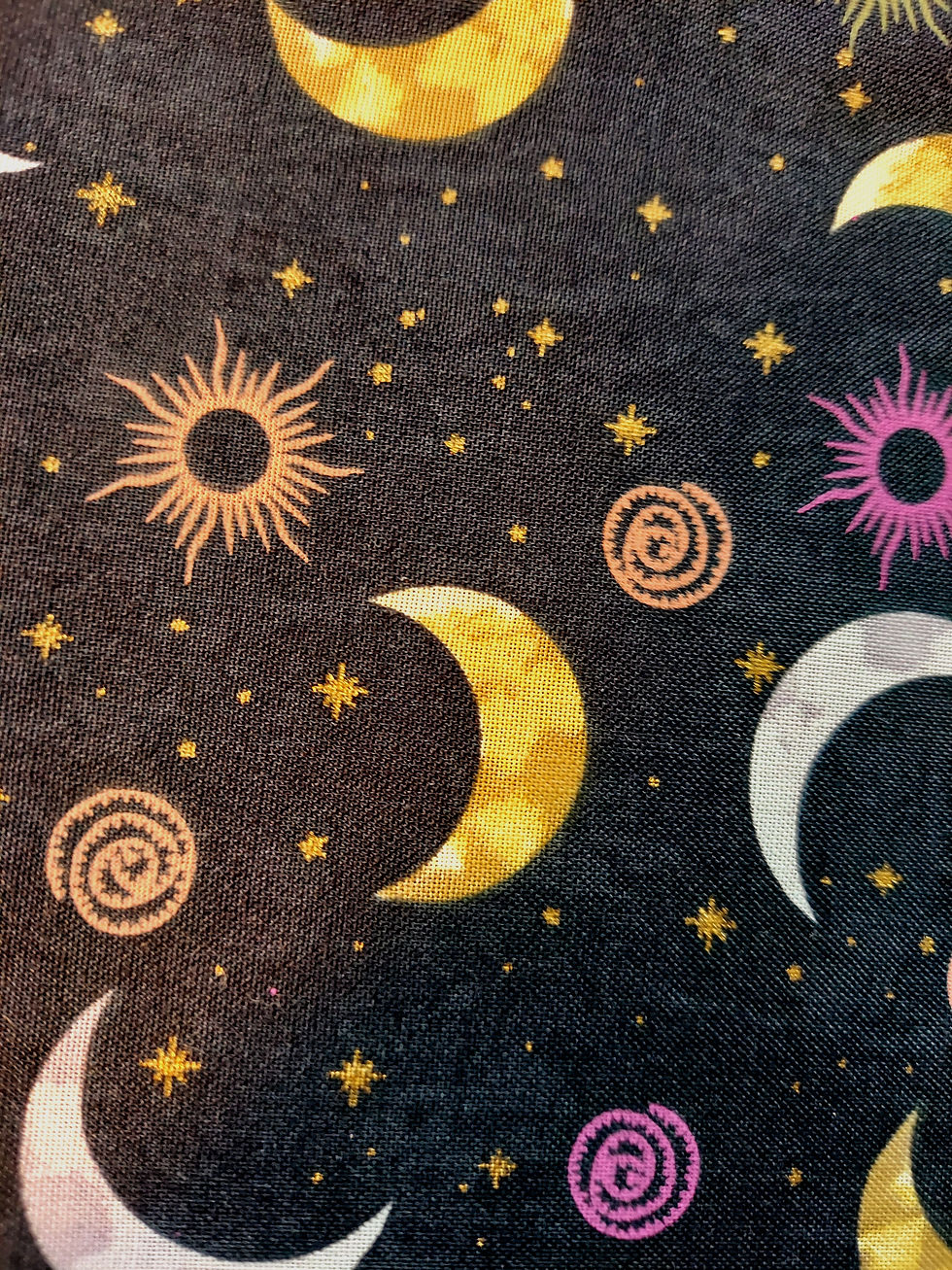 Thumbnail: 3 Wishes Moonlight 18711 Black Crescent Moon Cotton Fabric
