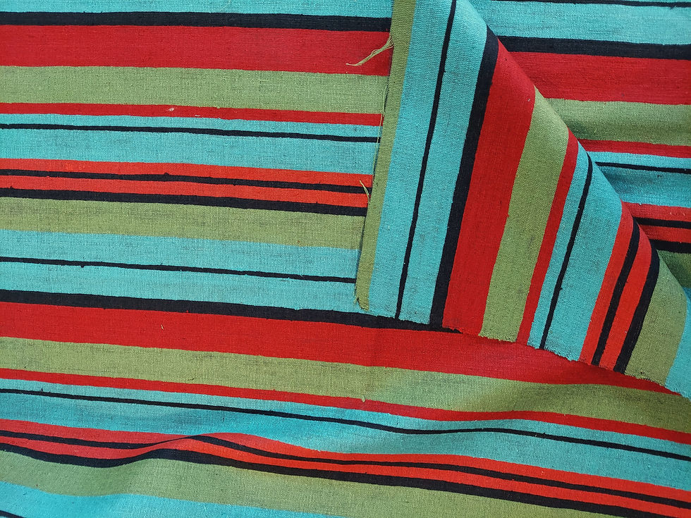 Thumbnail: Ombre Red, Green, Blue, Black Stripe Silk Designer Deadstock Fabric