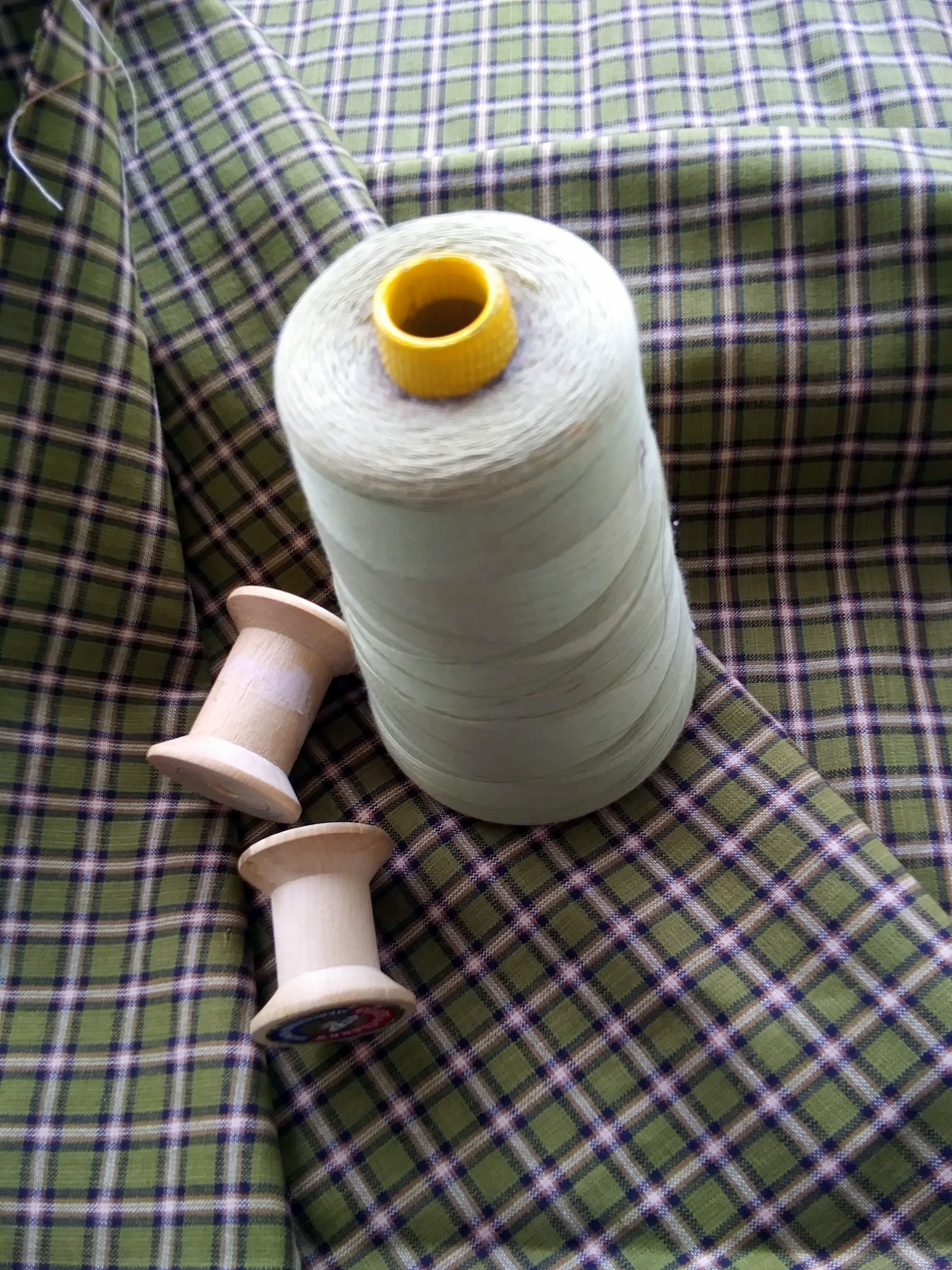 Textile Creations: Rustic Woven Plaid Green Black Brown 1208