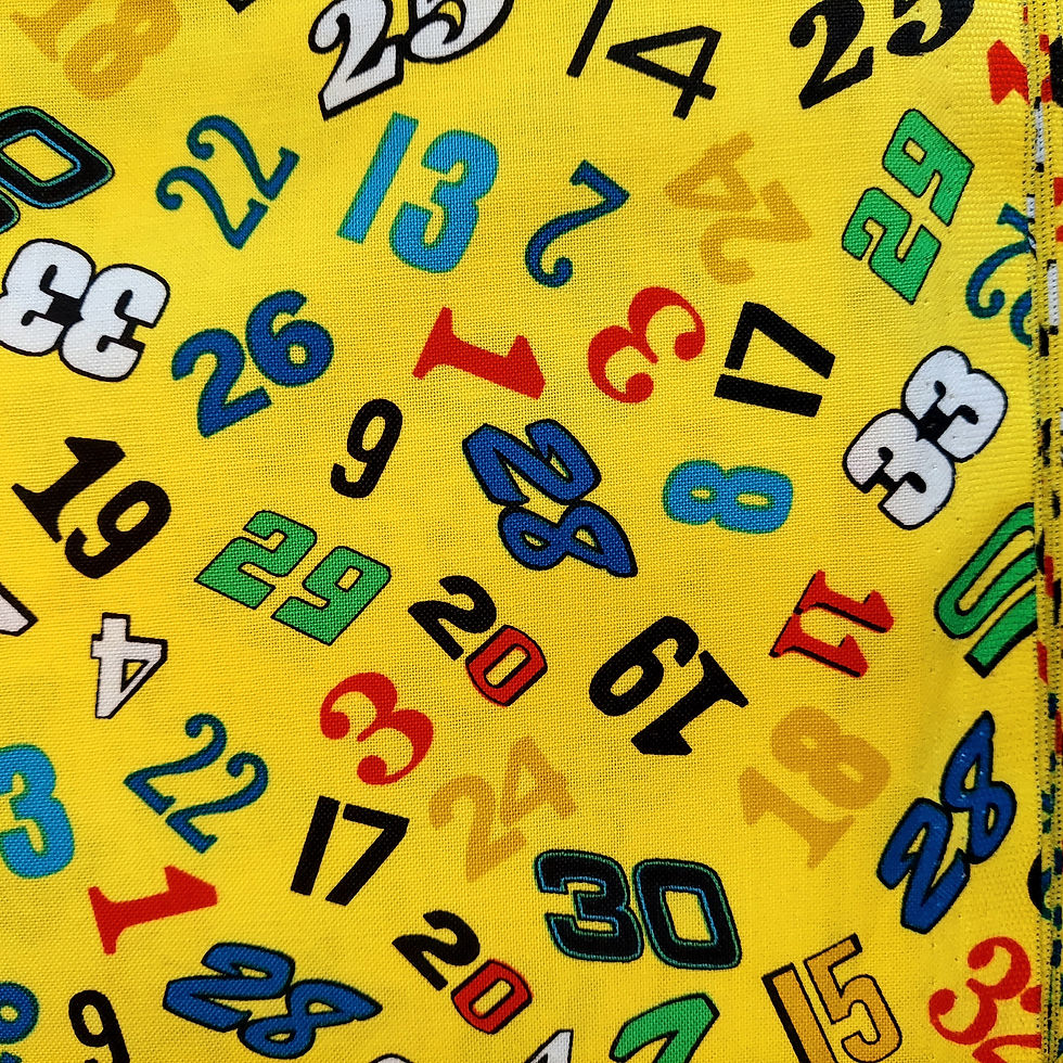 Thumbnail: Yellow Numbers Fabric Henry Glass "Fast Track" #44 Cotton Fabric