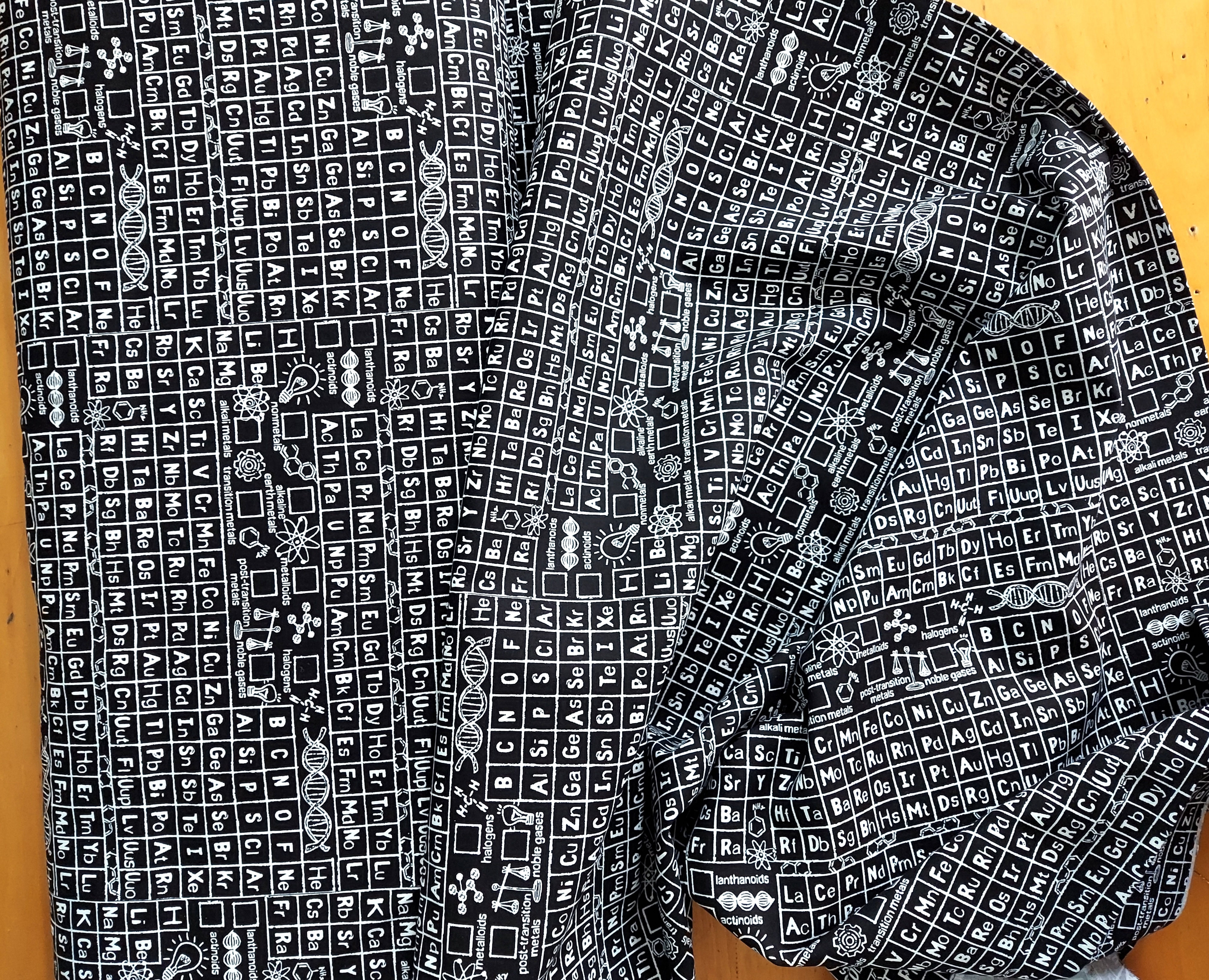 Science Periodic Table Black & White Quilting Cotton Fabric, Timeless Treasures