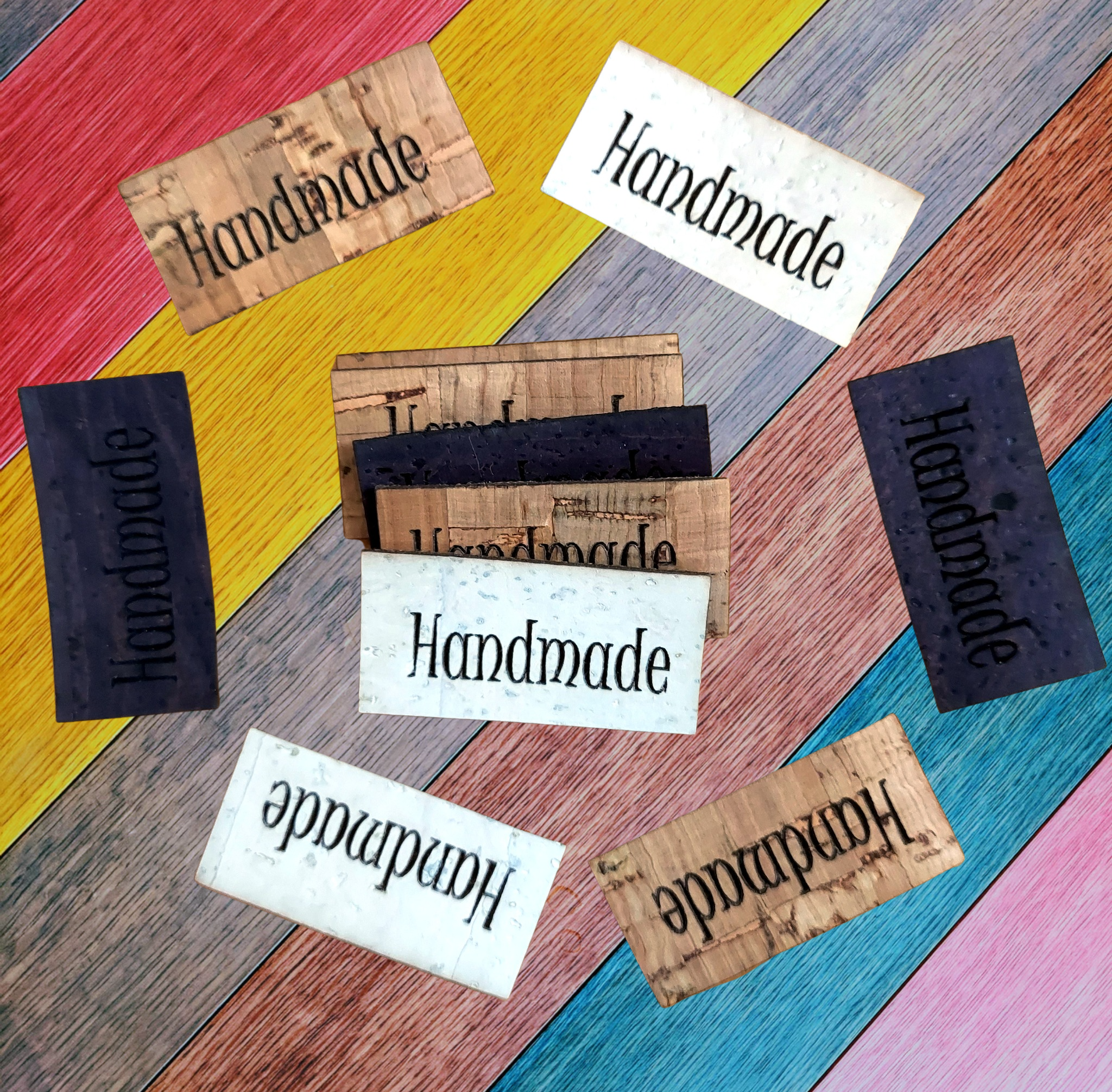 Cork Fabric Labels "Handmade" by Unfinished Edges 1 ct.