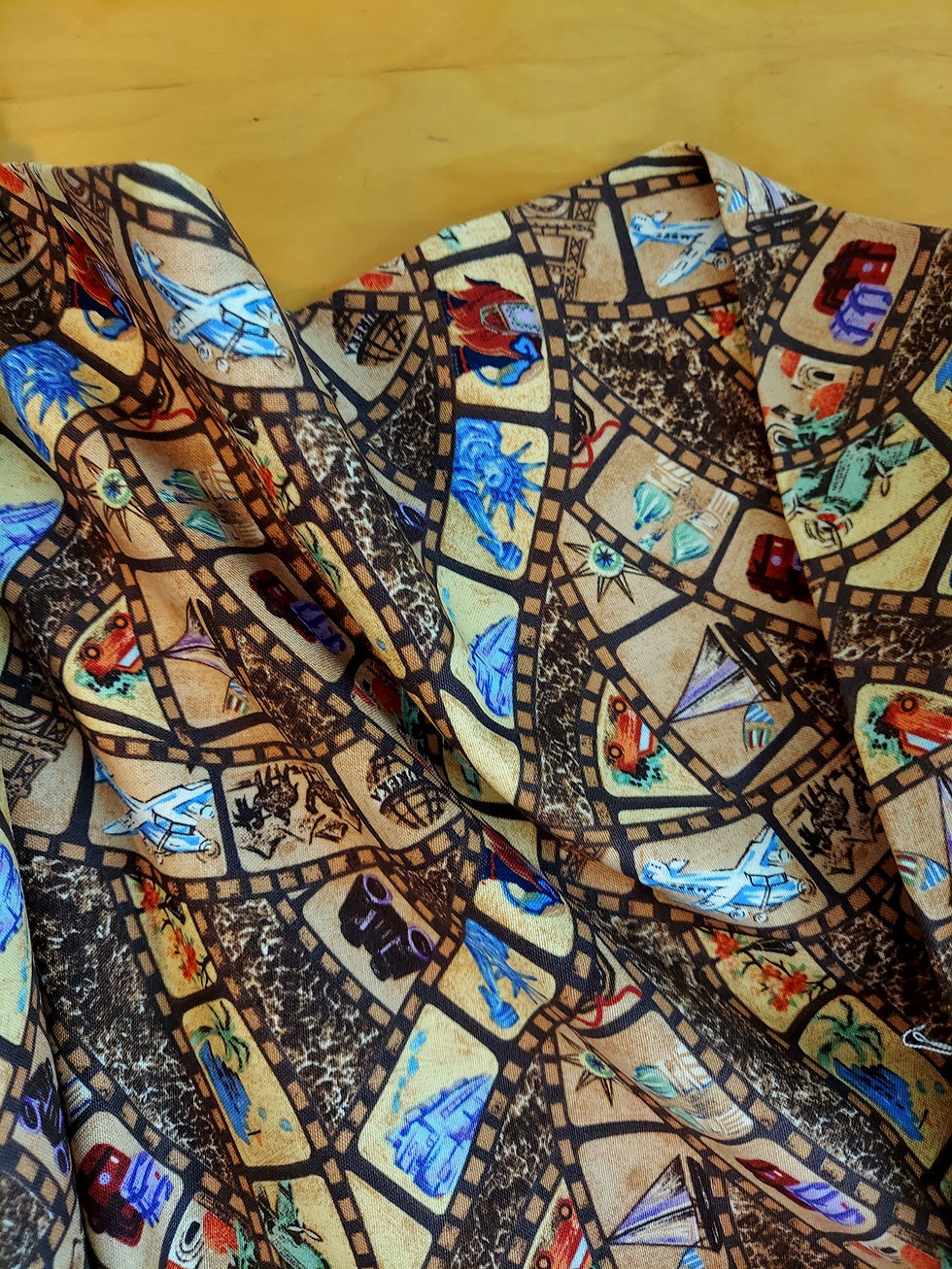 Thumbnail: Travel Mania 82191 Quilting Cotton Fabric by Fabri Quilt