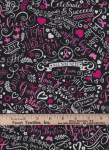 Thumbnail: Timeless Treasure Gail C8408 Black - Breast Cancer Chalkboard Cotton Fabric