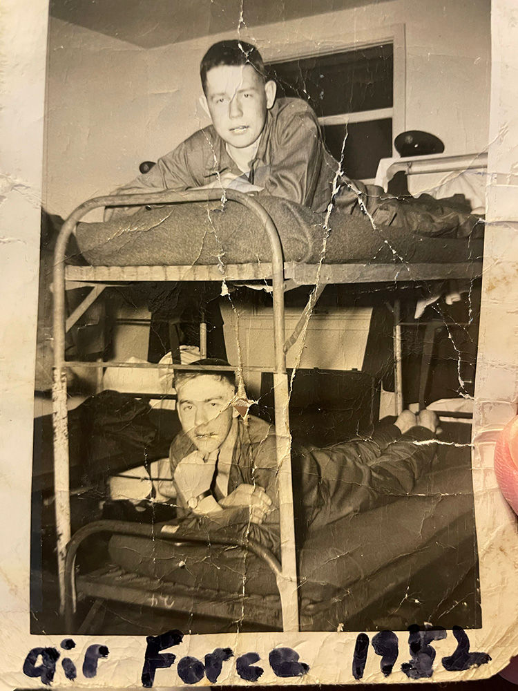 Willis in the Air Force (bottom bunk) in 1952. On the top bunk is Willis’ life-long best friend, Leroy Evavold. Contributed photo