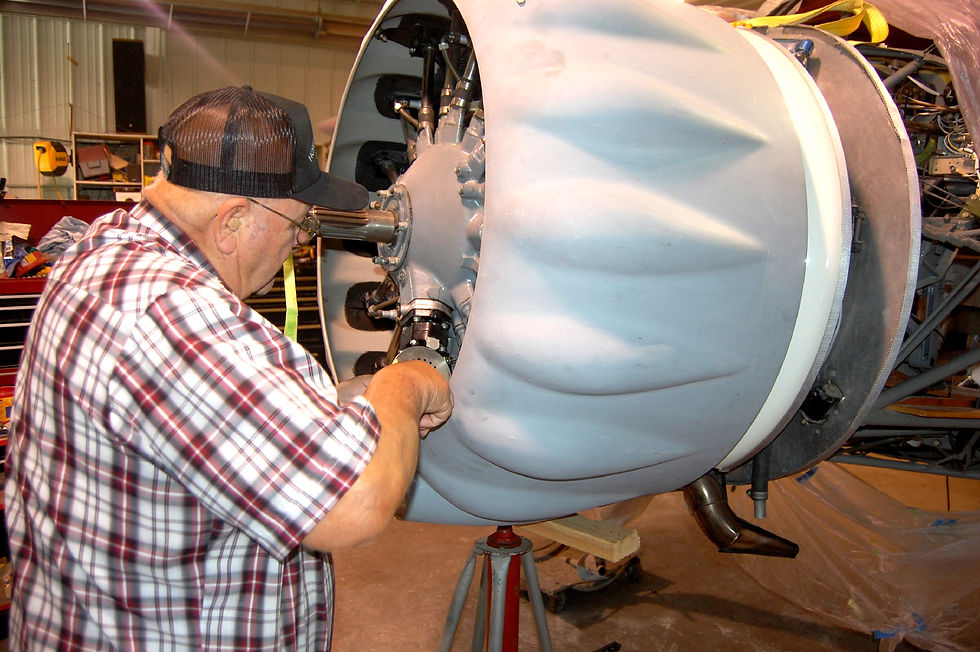 Howard works on a 1935 Stinson Reliant plane in his shop outside Clara City. Photo by Scott Thoma