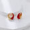 Thumbnail: S925 Silver Vintage Gold Red Enamel Earrings