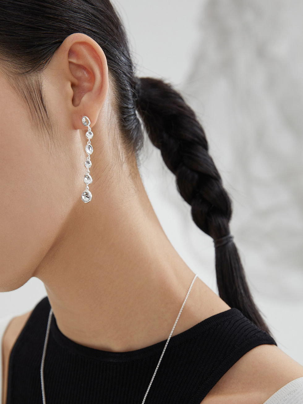 Thumbnail: S925 Sterling Silver Long Earrings, Lava Series