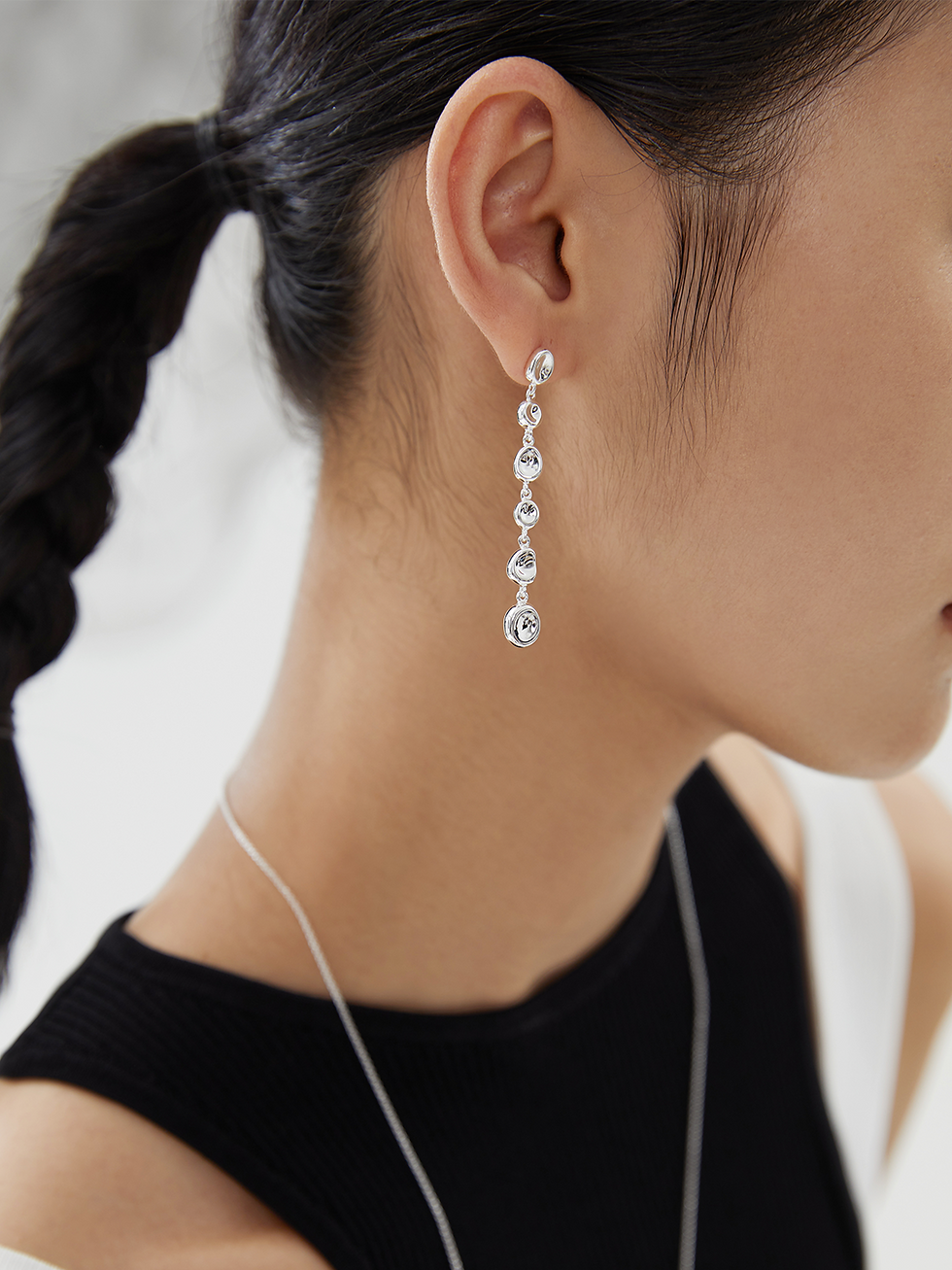 Thumbnail: S925 Sterling Silver Long Earrings, Lava Series