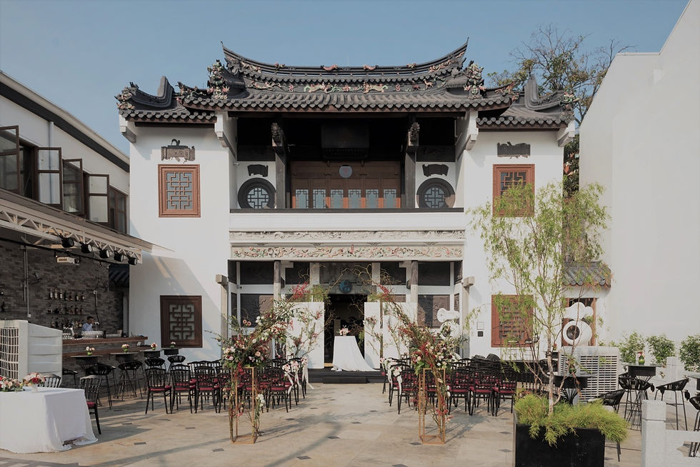 Exterior of the chic Chinese dining and vibrant nightlife in a traditional setting in Singapore.