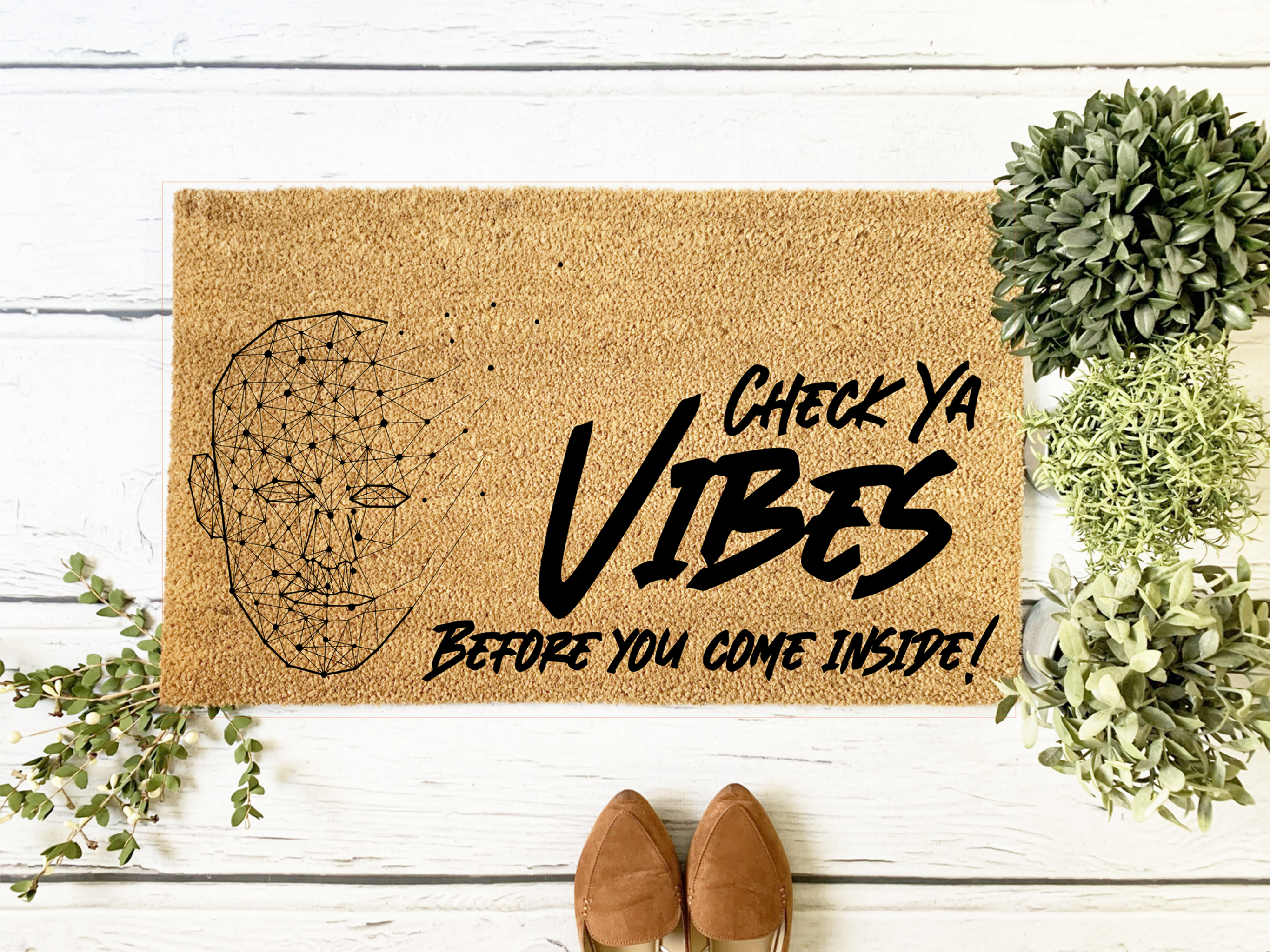 Coir Doormat "Check Ya Vibes"