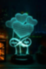 Balon Kalpler Sonsuzluk Kişiye Özel Hediye 3 Boyutlu Led Lamba