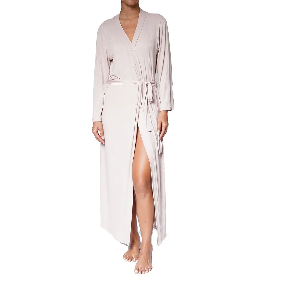 Thumbnail: Ribbed Soft Long Robe