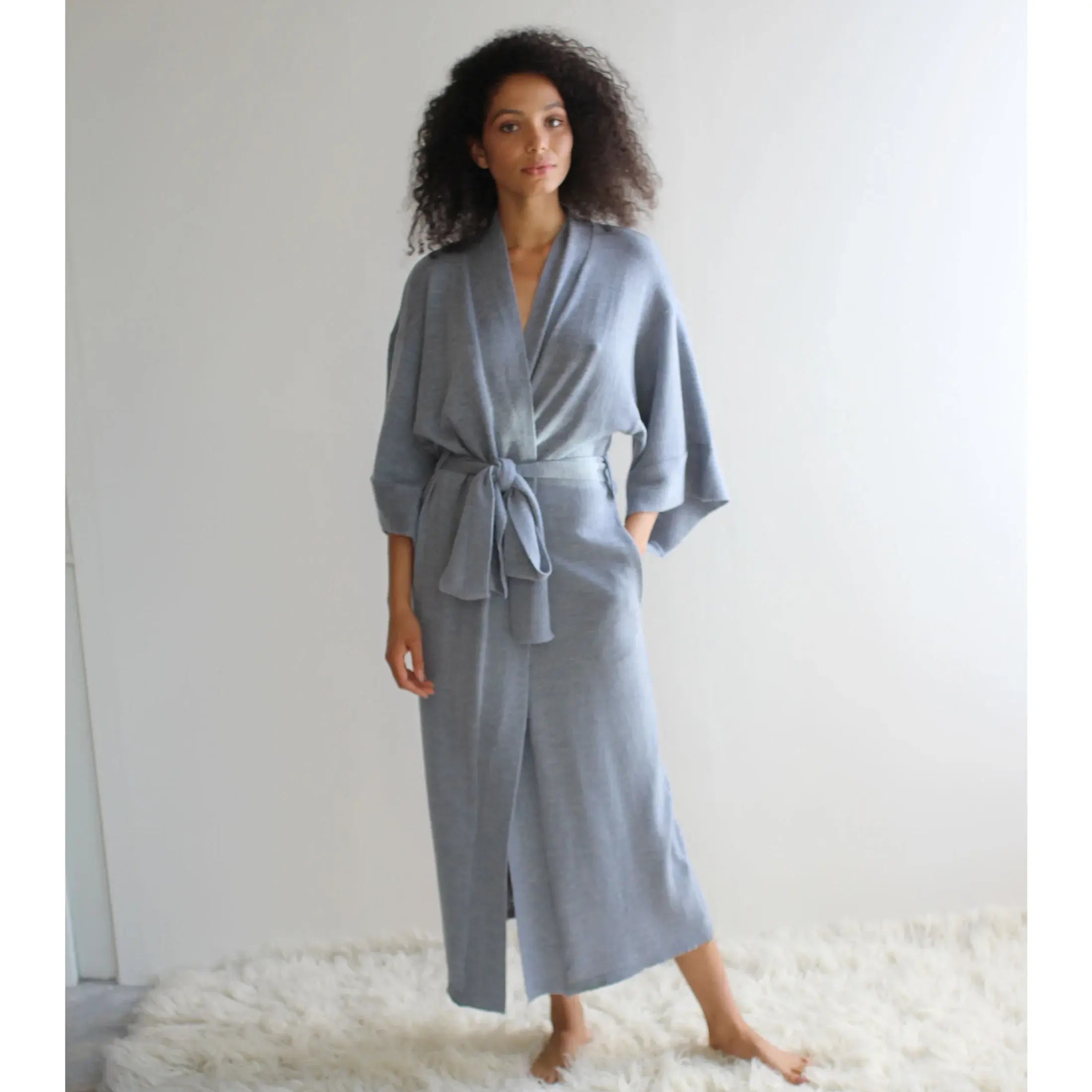 Wool Midi Kimono Robe