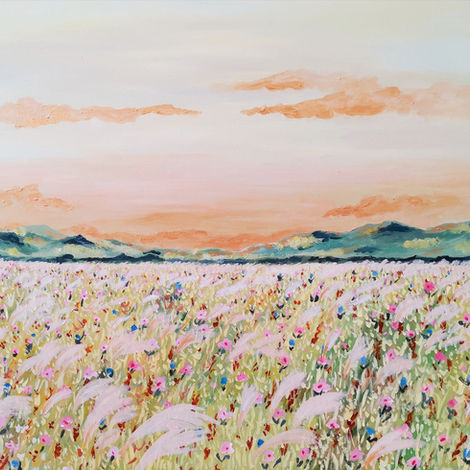 landscape painting of a lalang field