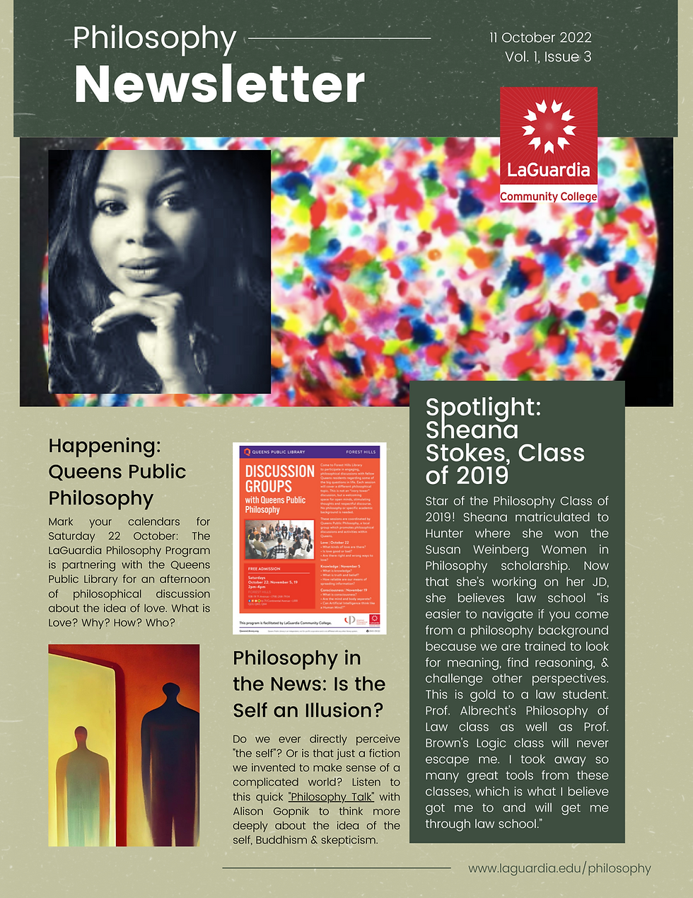 LaGuardia Community College's Philosophy Newsletter Features Alumni Sheana Stokes