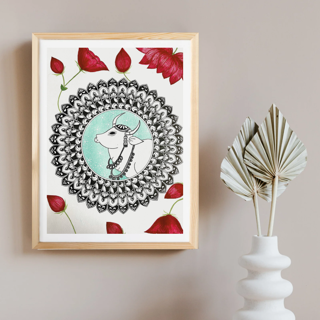 Cow and Lotus Pichwai Art || Indian Art