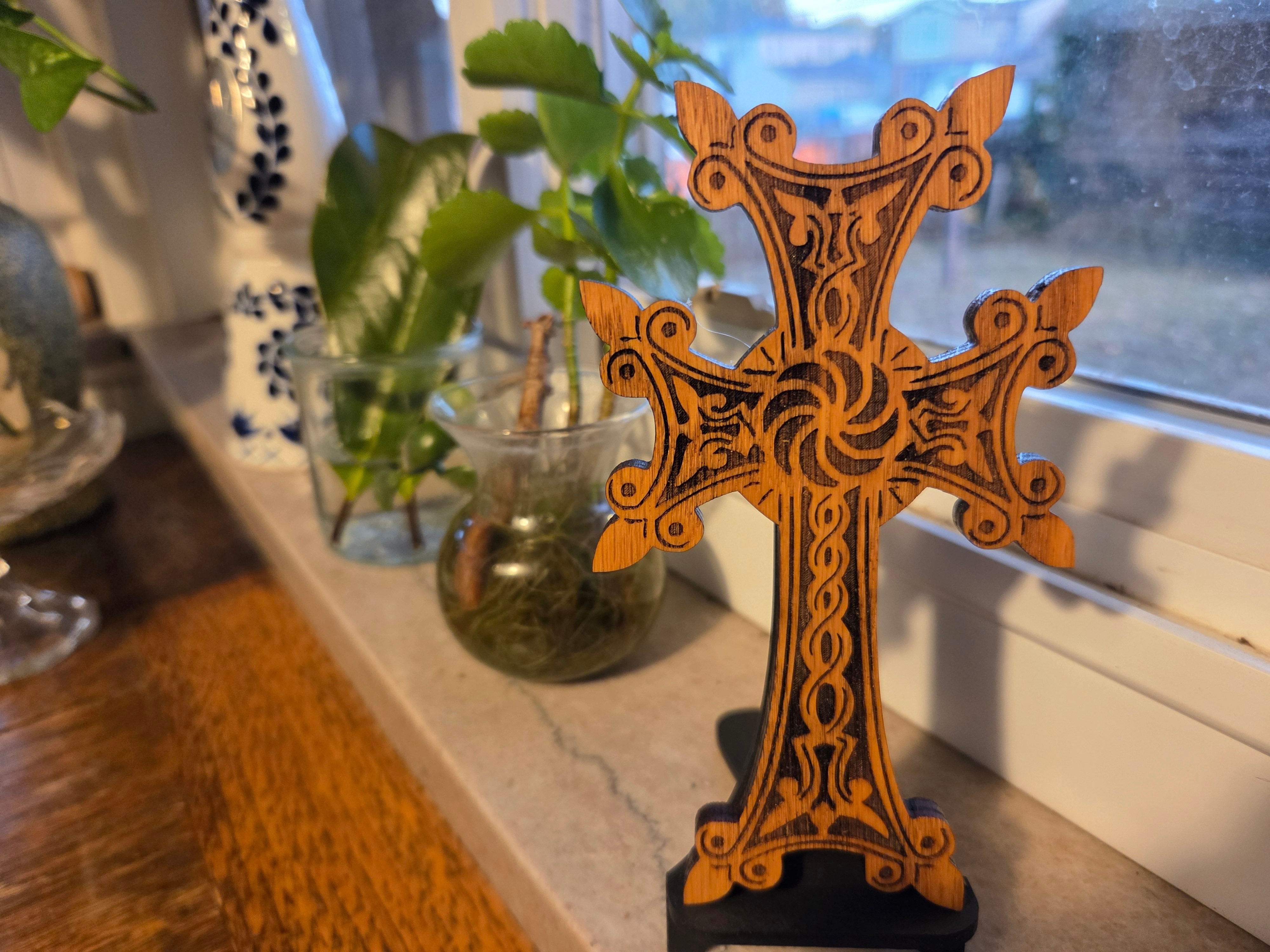 Handcrafted Wooden Cross (Armenian խաչքար)