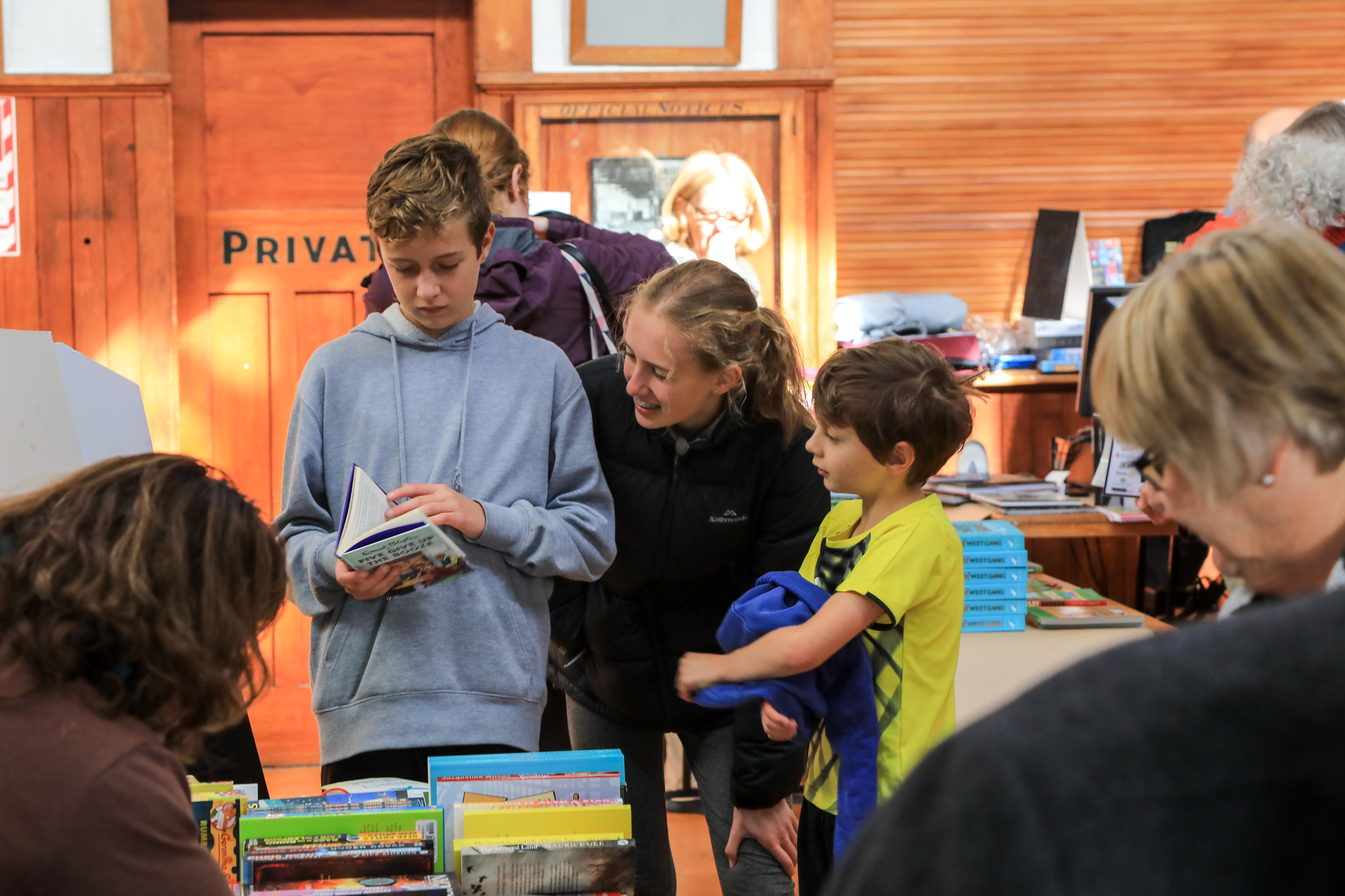 Kids exploring books