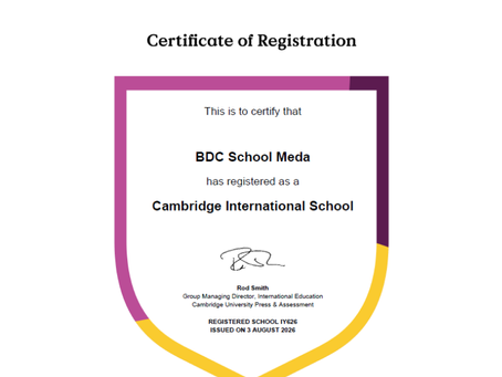 BDC School Meda is officially a Cambridge International School.