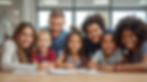 CREATE AREALISTIC PICTURE OF 3 WHITE FAMILIES AND 3 BLACK FAMILIES IN A LEARNING CENTER WO